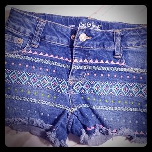 Cat & Jack Girls Shorts w/Embroidery& Rhinestones